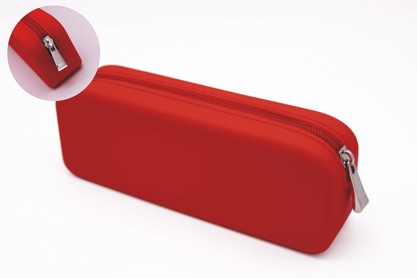 Gorgcase Silicone Pen Pencil Bag case with Zipper, Water Leak Resistant,Toiletry Essentials Holder, Cosmetic Pouch Organizer Drop kit for Personal Items,School,Gift,Kid,Teen, Student, Red