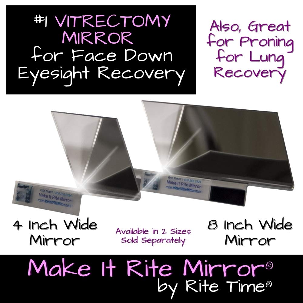 Make It Rite Mirror 4" Wide 2-Way for face Down vitrectomy Eyesight and COVID-19 proning Lung Recovery