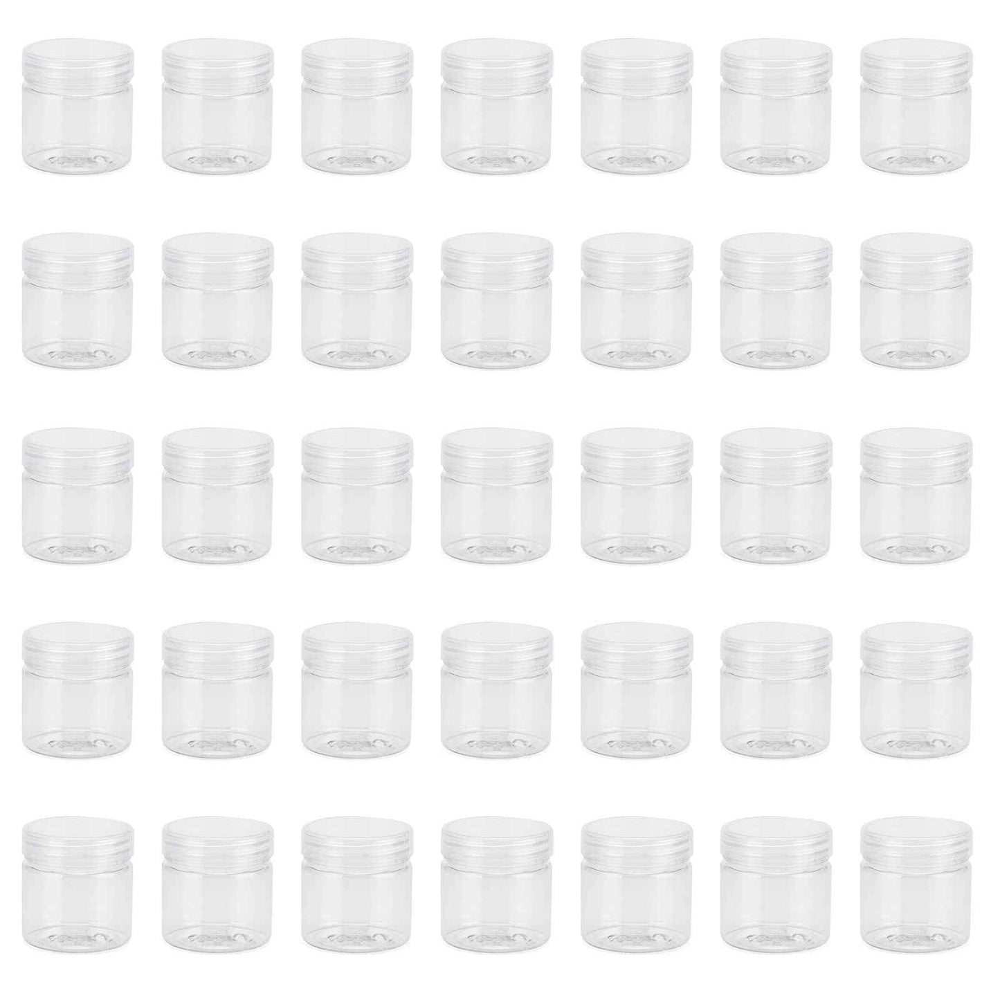MUKLEI 70 PCS 2oz Clear Plastic Bead Containers, Round Bead Containers with Lids, Mini Sample Container for Lotions, Beads, Candies, Spice