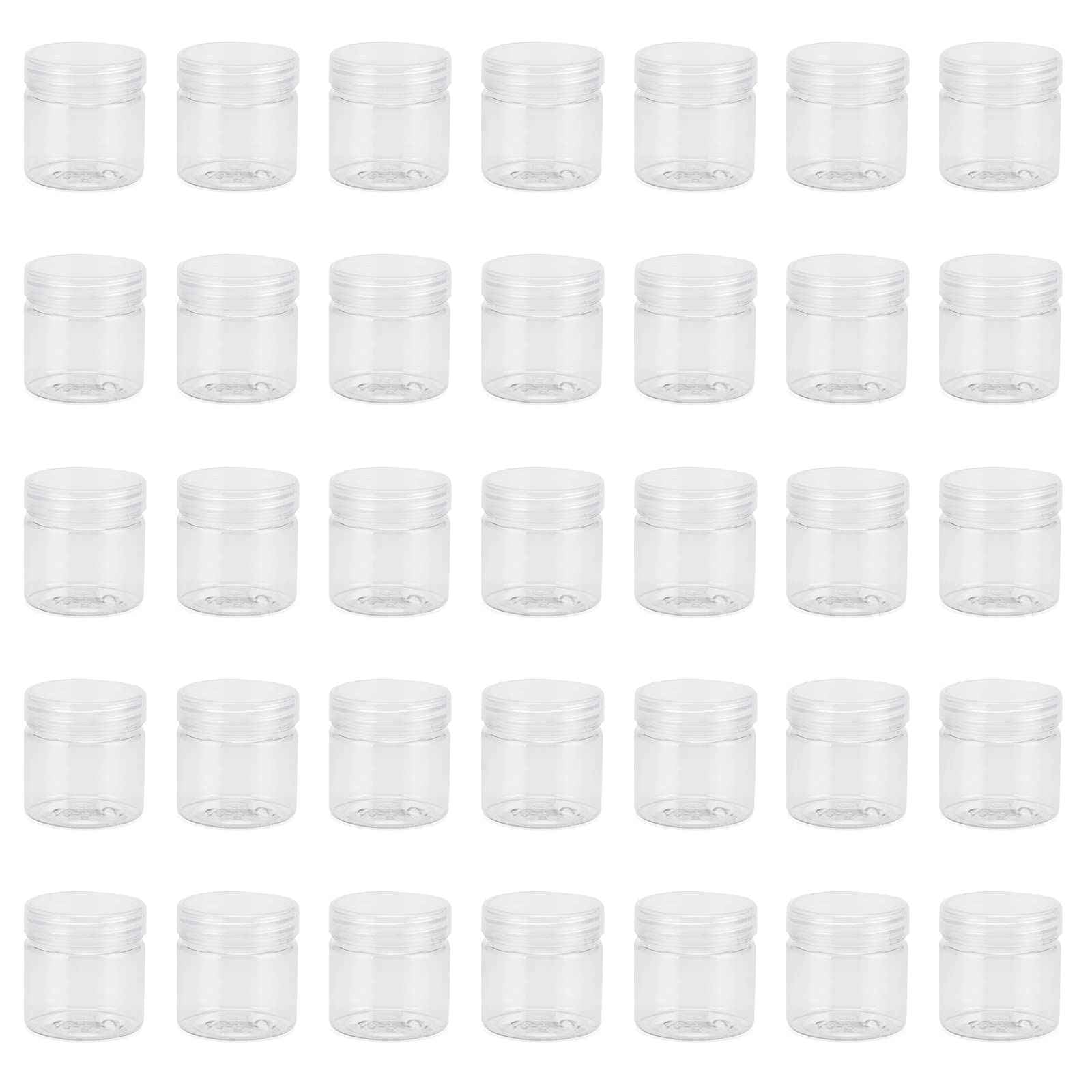 MUKLEI 70 PCS 2oz Clear Plastic Bead Containers, Round Bead Containers with Lids, Mini Sample Container for Lotions, Beads, Candies, Spice