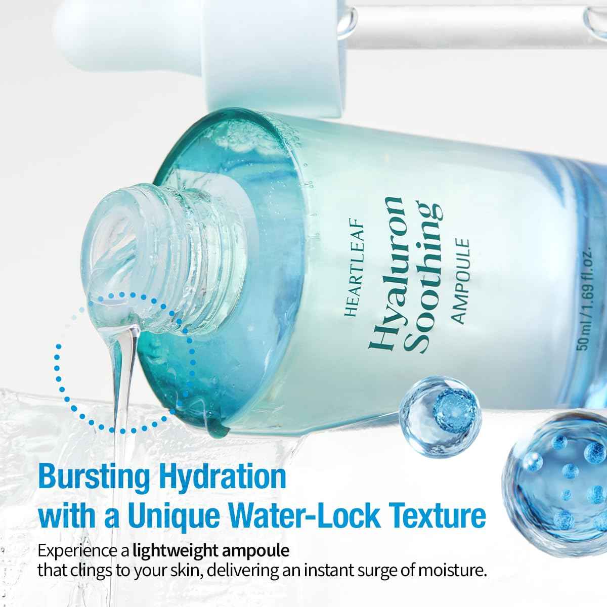 GOODAL Heartleaf Hyaluron Soothing Ampoule, Hydration Facial Serum for Glowy Skin, Lightweight Serum, Korean Skincare, K Beauty Ampoule - 50ml,1.69 Fl oz