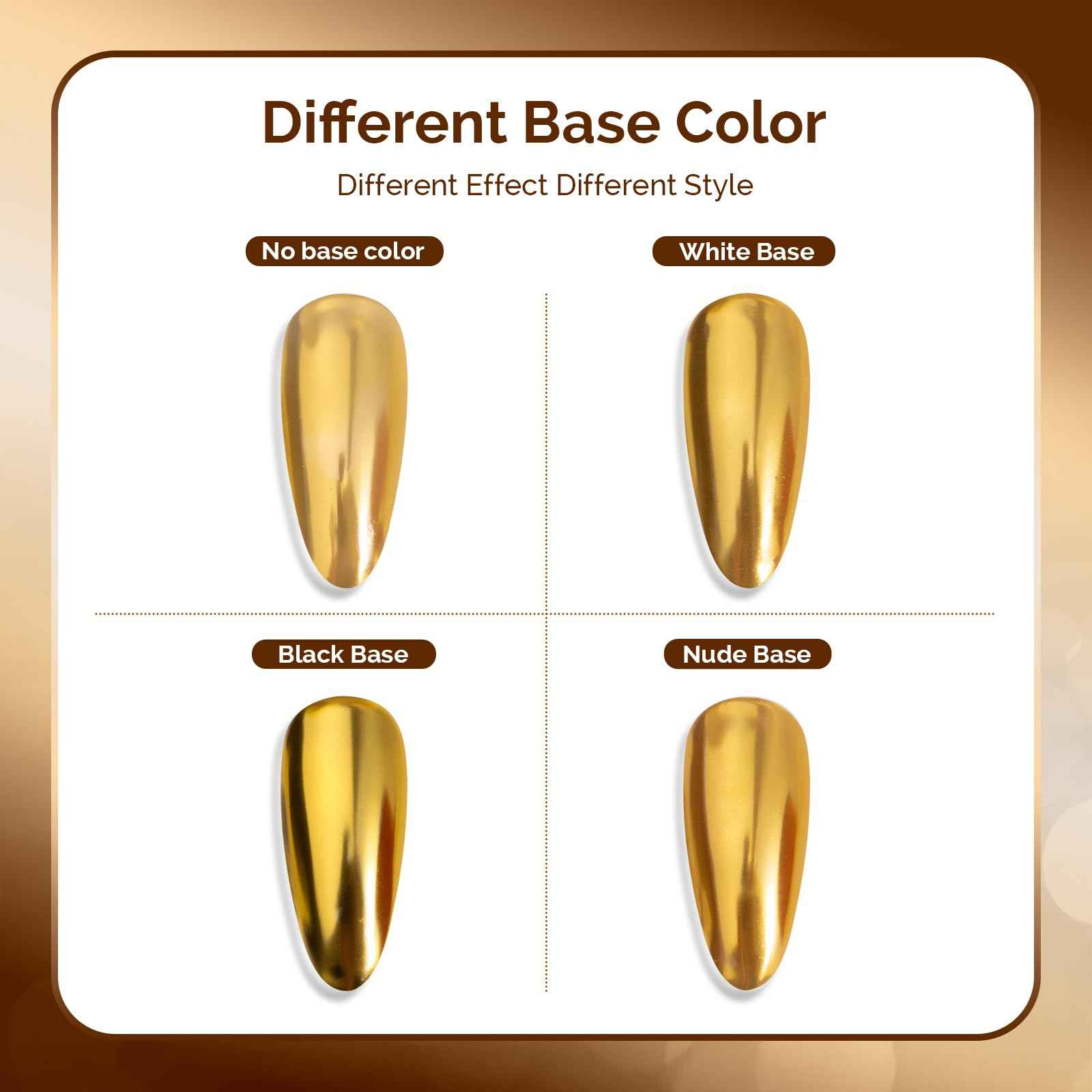 MelodySusie Gold Chrome Nail Powder for Gel Nails,Metallic Mirror Effect Pigment Stylish and Technological Fine Glitter for Home DIY Salon Use