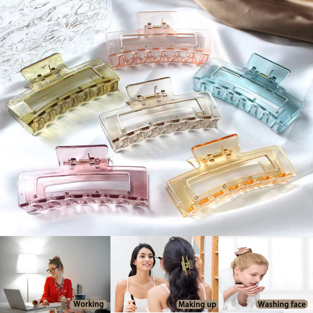 2024 New Jelly Hair Clips,Acrylic Black Hair Clips，Wonderful Gift,Strong Hold Claw Hair Clips for Women Thick Hair & Thin Hair, cute color