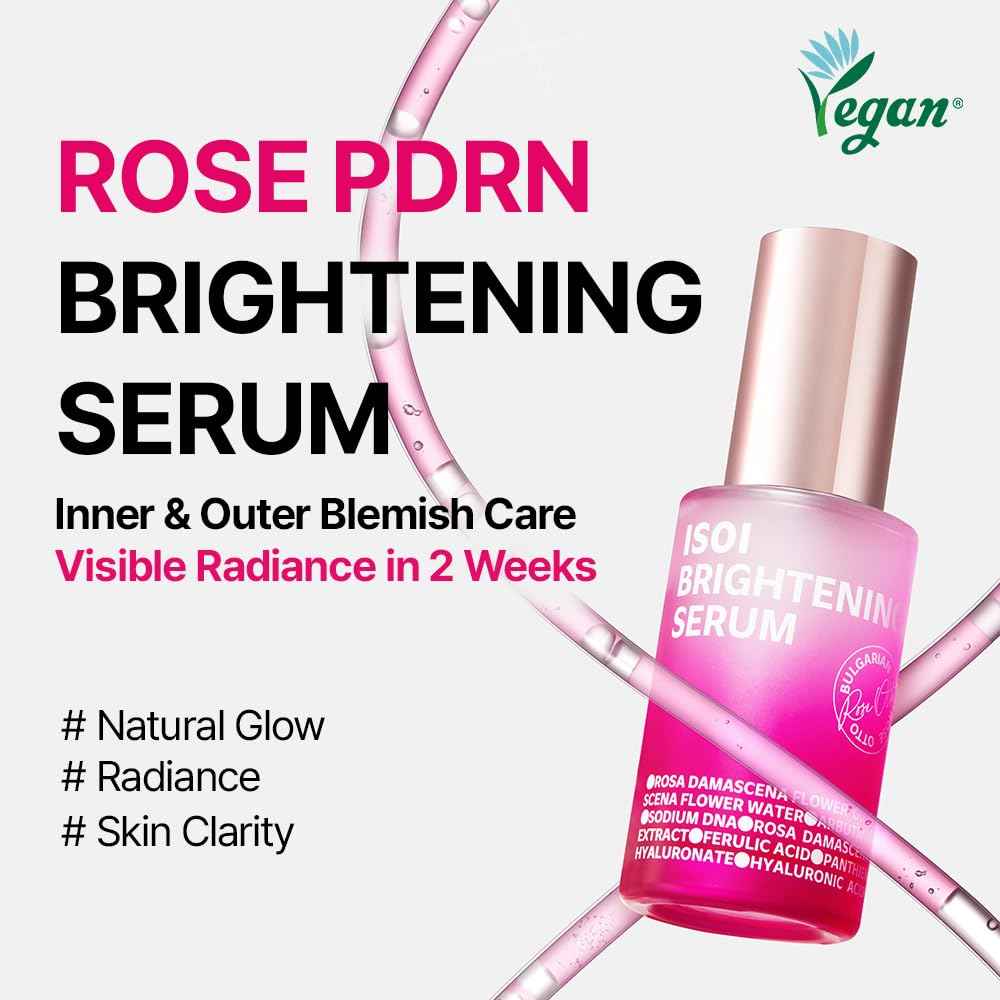 ISOI Brightening Serum with Rose PDRN, Advanced Spot Correcting Formula for Uneven Skin Tone and Radiance, Korean Skincare (1.18 fl.oz, 35ml)