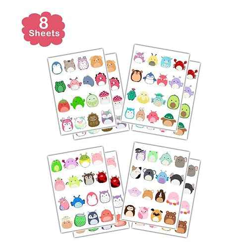 8 Sheets Cute Temporary Tattoos for Kids, Cute Birthday Party Supplies Tattoos Stickers for Party Decorations
