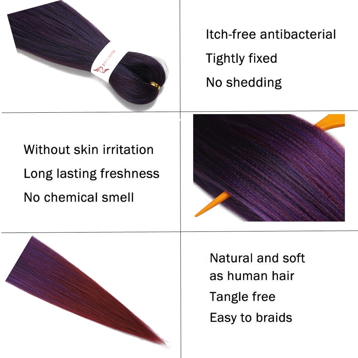 Pre Stretched Braiding Hair 8 Packs 30 inch Long Braiding Hair Prestretched Crochet Braids Hair Professional Yaki Straight Synthetic Hair Extensions(30",1B/Purple/900)