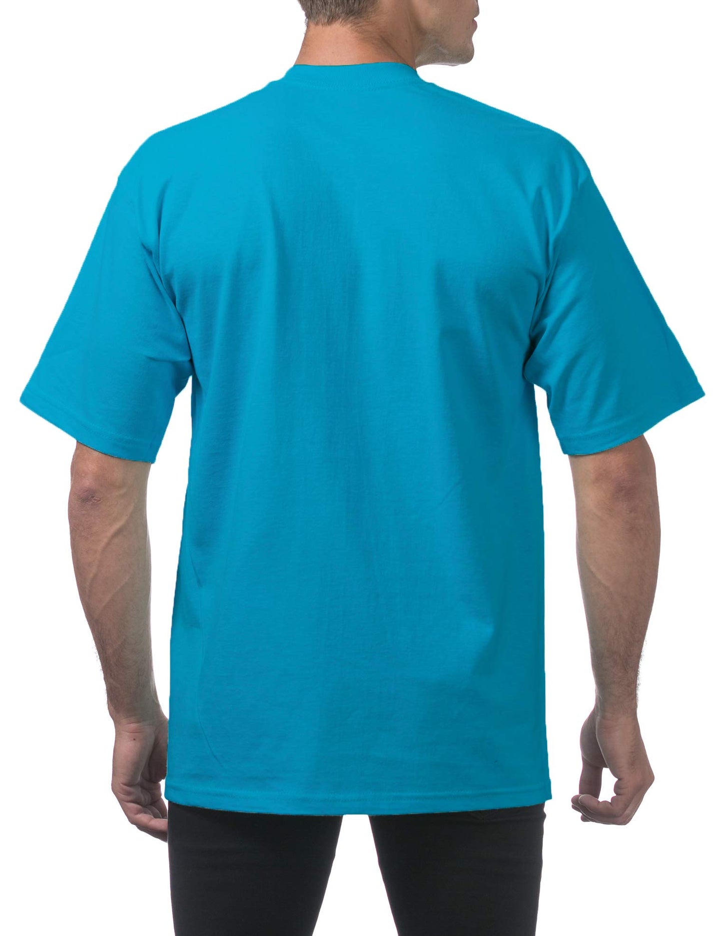 Pro Club Men's Heavyweight Cotton Short Sleeve Crew Neck T-Shirt, Turquoise, Small