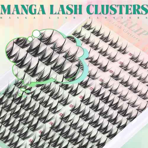 SeekLip Lash Clusters Manga Eyelash Clusters C Curl Spiky Natural Cluster Eyelashes 120PCS Anime Natural Look Cluster Eyelash Extensions for DIY at Home (Pulse C-10-14Mix)