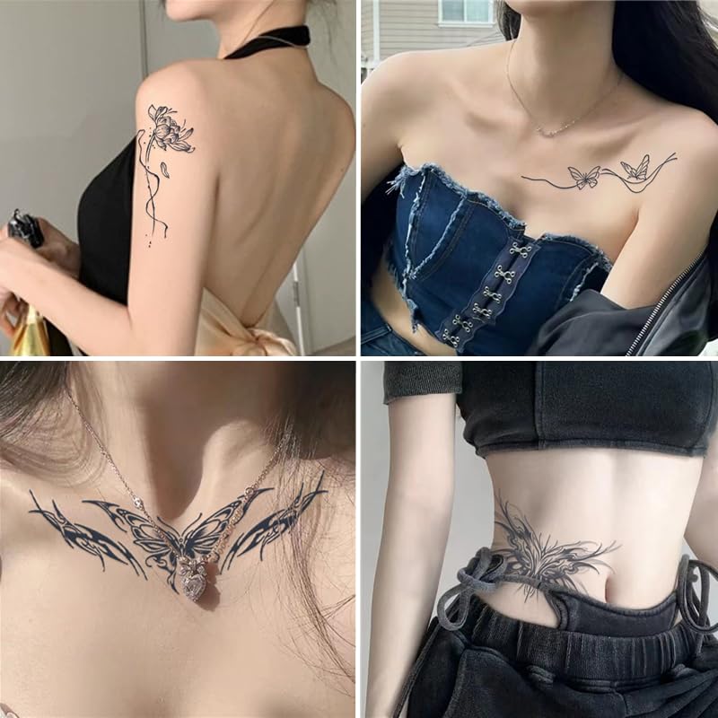 Semi-Permanent Tattoo Stickers - 12 Sheets, 1-2 Week Wear