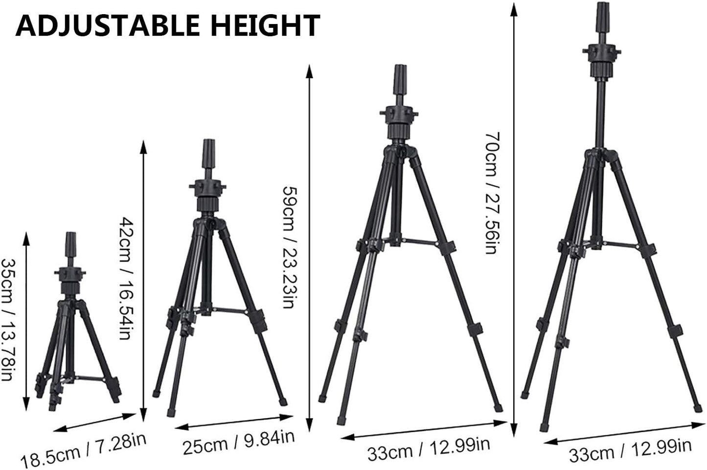 Ginogend 22 Inch Wig Head, Wig Stand Tripod with Head, Canvas Block Head Mannequin Head Set for Making Wigs with Wig Caps, Table Clamp, T Pins Set, C Needles, Hair Brush&Clips