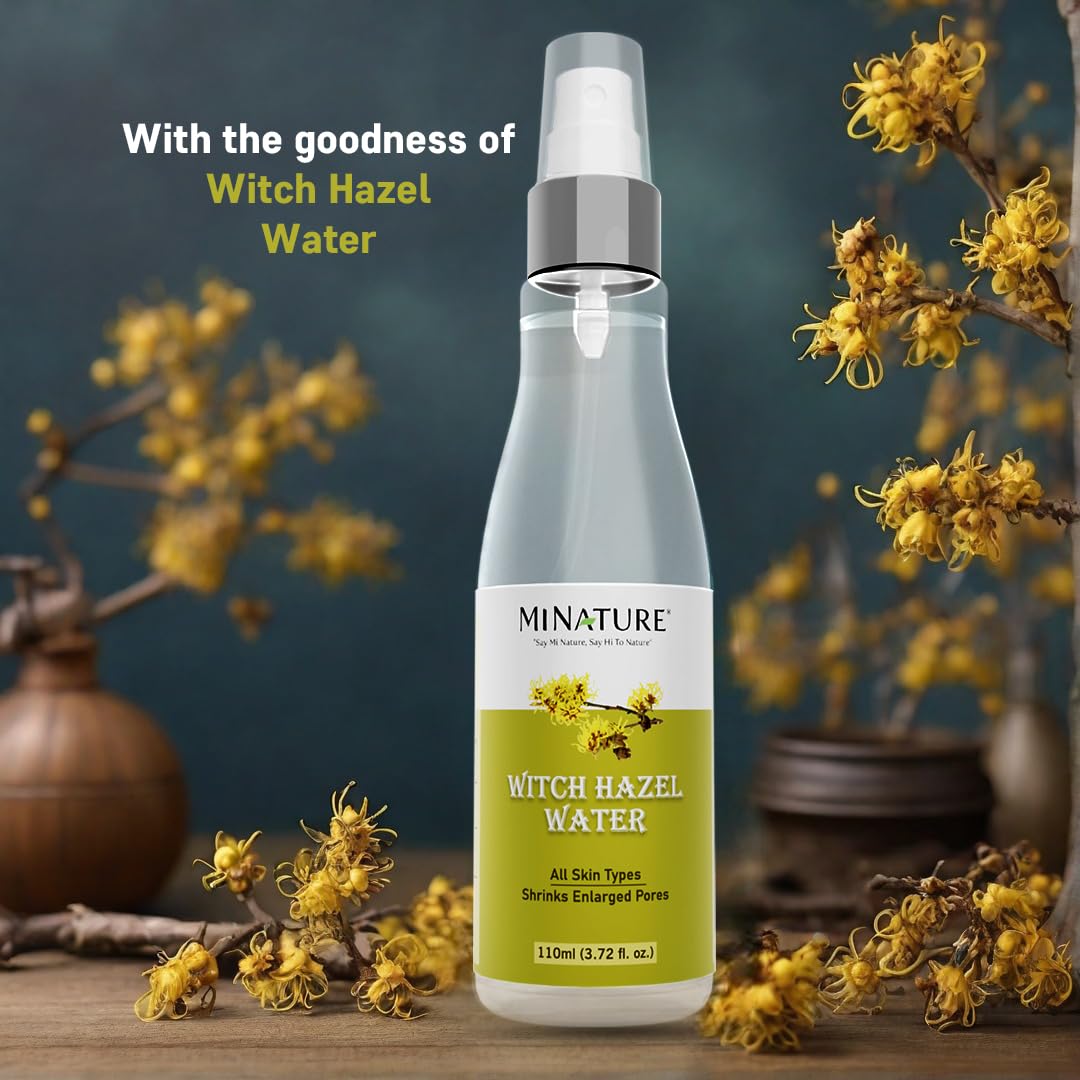 Mi Nature Witch Hazel Water |Pure & Natural | Natural Toner | All Skin Type|Cruelty Free | Chemical Free|Made in India| | Facial Mist| 110ml (3.72 Fl. oz.