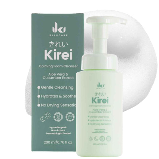 IKI Skincare - KIREI Foam Cleanser - Gentle Face Wash for Women with Aloe Vera & Cucumber Extract, Hydrating & Soothing, Dermatologically Tested, Suitable for Sensitive Skin, Paraben-Free