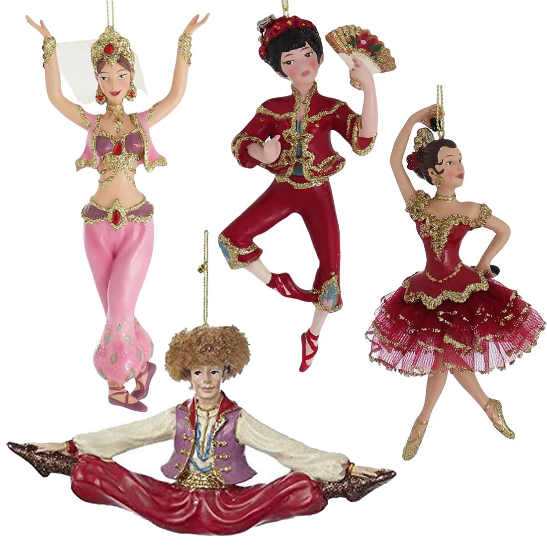 Kurt Adler Resin International Dancer Ornament Set Of 4, Christmas