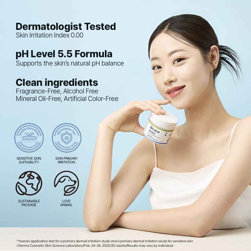DearMYDEW HYCICA Soothing Balance Cream Moisturizer | Calming Hydration Barrier Care for Sensitive Skin, Centella, Ultra-Low Molecular Hyaluronic Acid, Vegan Fragrance-Free Korean Skincare, 2.70 fl oz