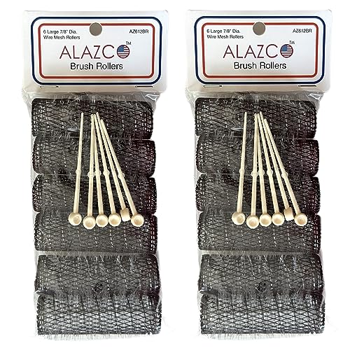 Vintage Style Hair Rollers & Pins Set - 12 Mesh Brush Rollers