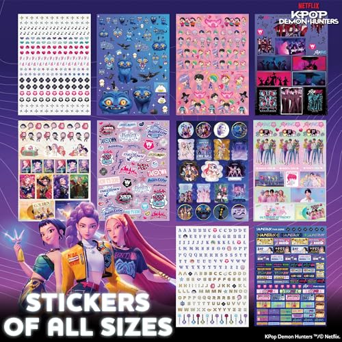 Netflix KPop Demon Hunters 1500+ Sticker Sheet Pack, 20 Sheets
