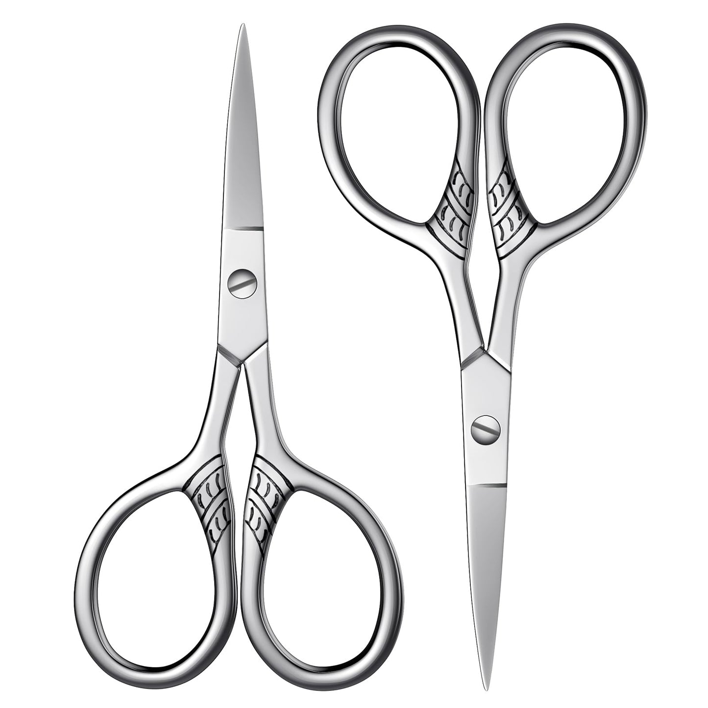 Professional Grooming Scissors, Small Scissors for Hair, Nose, Eyebrow Trimming, Facial, Mustache, Eyelashes. Precision Stainless Steel Scissors - Asontao (2Pcs Small scissors)