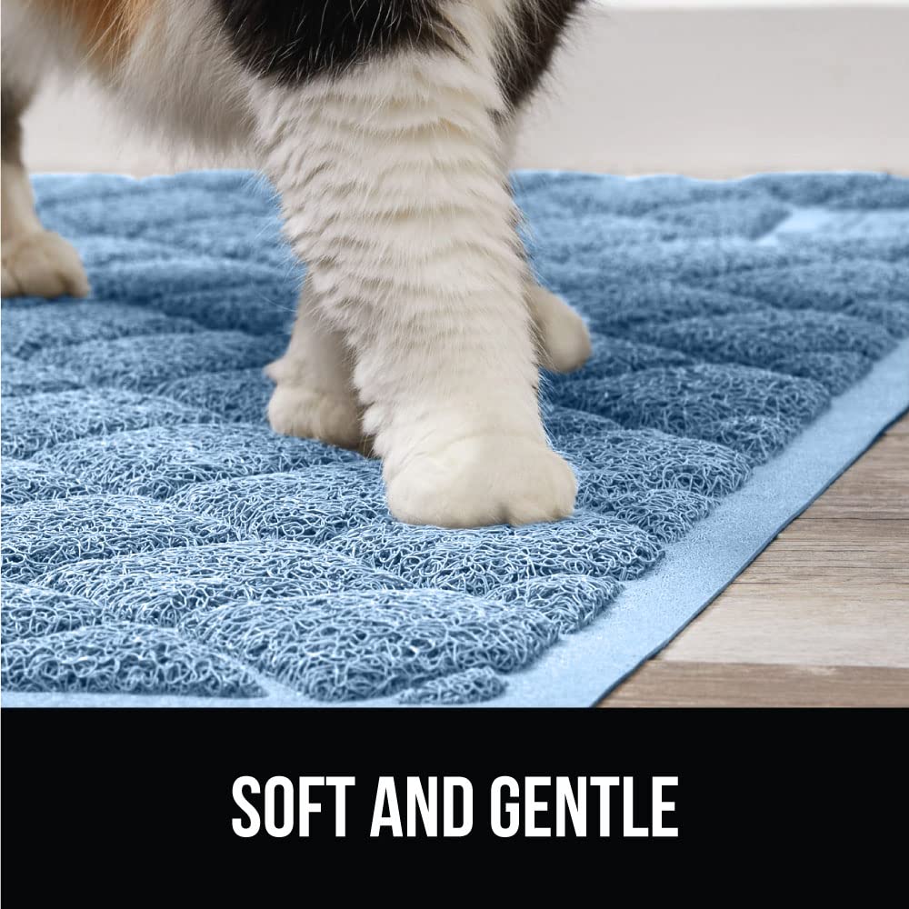 The Original Gorilla Grip Water Resistant Cat Litter Box Trapping Mat, Easy Clean, Textured Backing, Traps Mess for Cleaner Floors, Less Waste, Stays in Place for Cats, Soft on Paws, 24x17 Blue