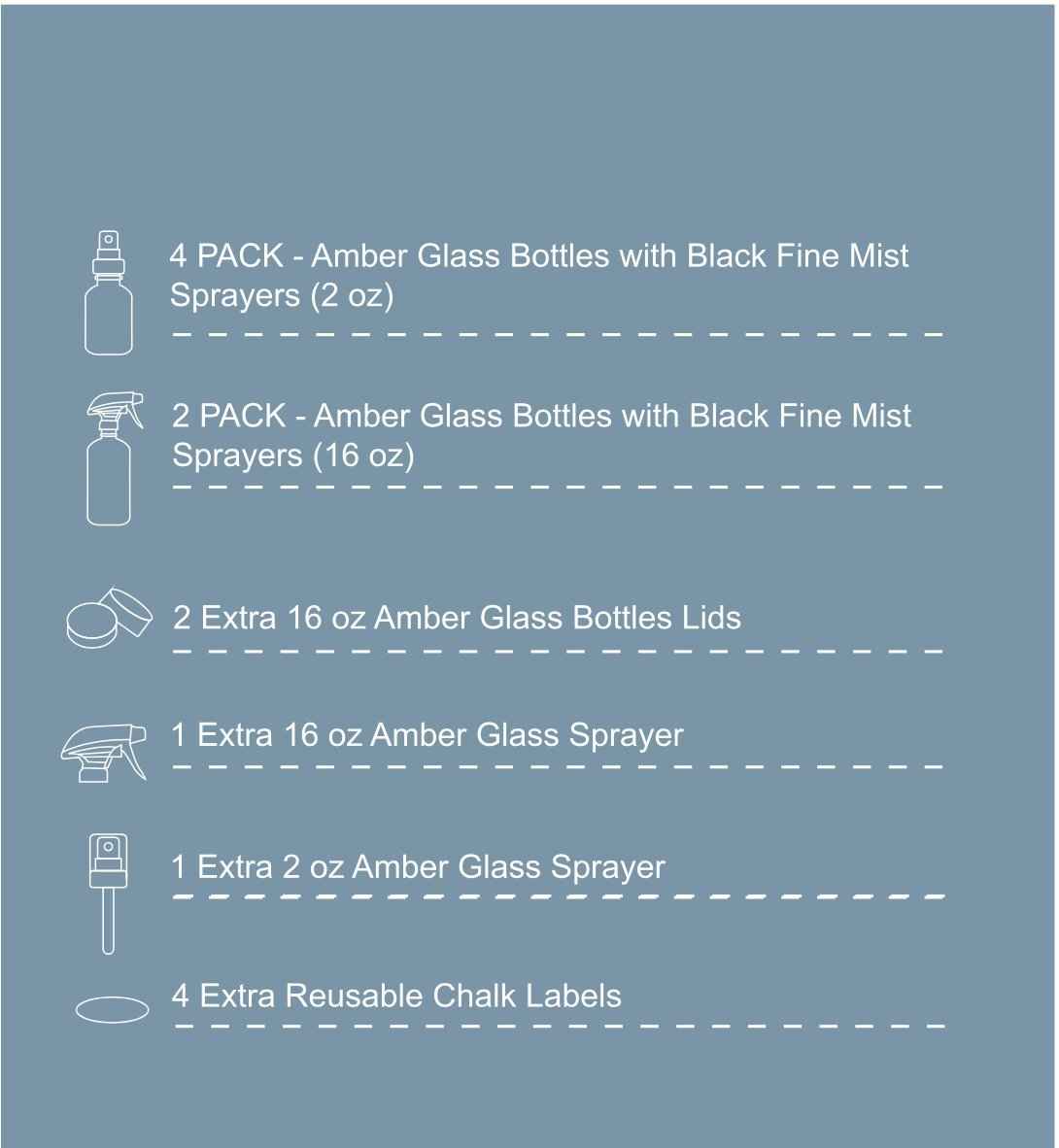 Youngever 7 Amber Glass Spray Bottles, 2 Pack 16 Ounce Empty Amber Spray Bottles, 1 Pack 8 Ounce Amber Spray Glass Bottle and 4 Pack 2 Ounce Glass Amber Spray Bottles for Essential Oils
