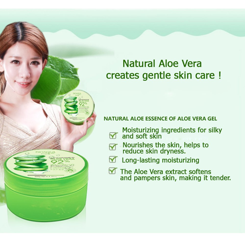 BIOAQUA 92% Aloe Vera Extracts Hydrating Acne Spot Removing Face Night Cream Replenishiment Soothing Long-lasting Gel 220g