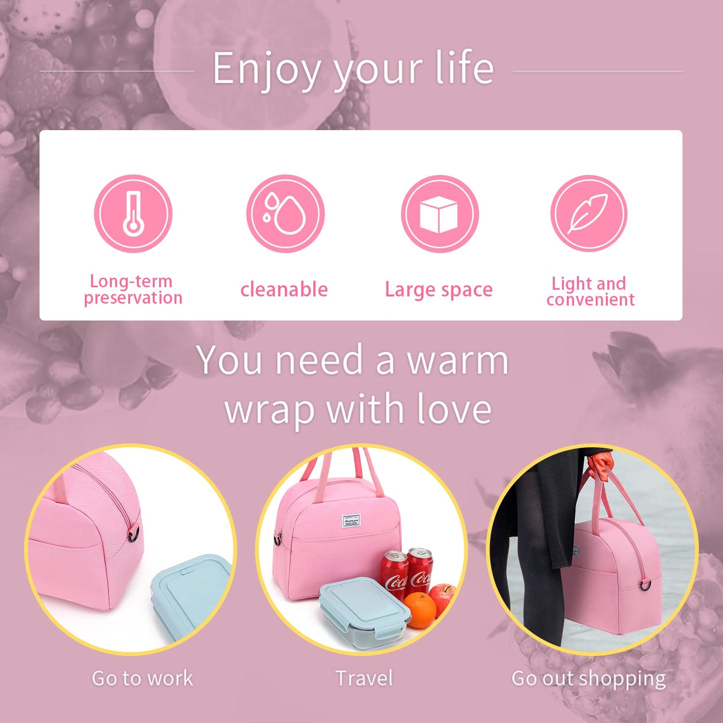 lunch bag women & men, Reusable Insulated Cooler Lunch Box Adult Water Resistant Lunch tote bag for Work Picnic Beach or Travel