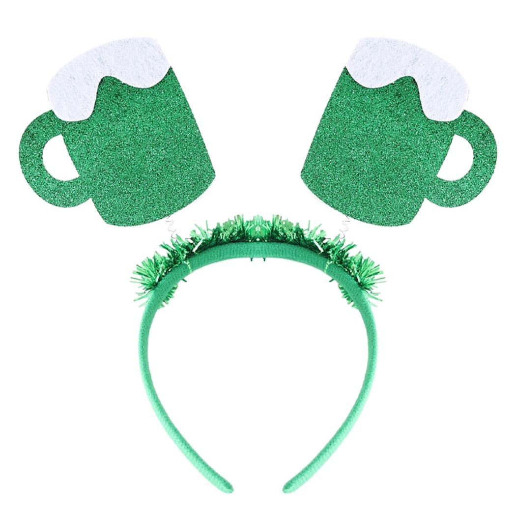 JEWEKY St Patrick's Day Headbands Irish Day Hairbands Beer Mug Headpiece Festive Holiday Hair Accessories for Women (Style 1)