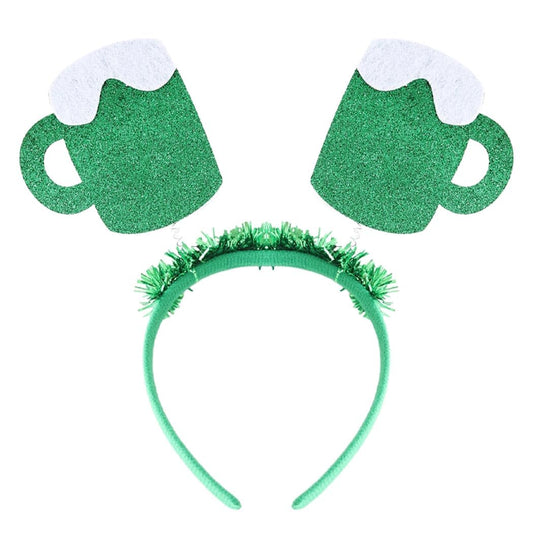 JEWEKY St Patrick's Day Headbands Irish Day Hairbands Beer Mug Headpiece Festive Holiday Hair Accessories for Women (Style 1)