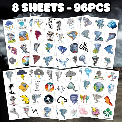 Tornado Temporary Tattoos 96pc Birthday Party Favors
