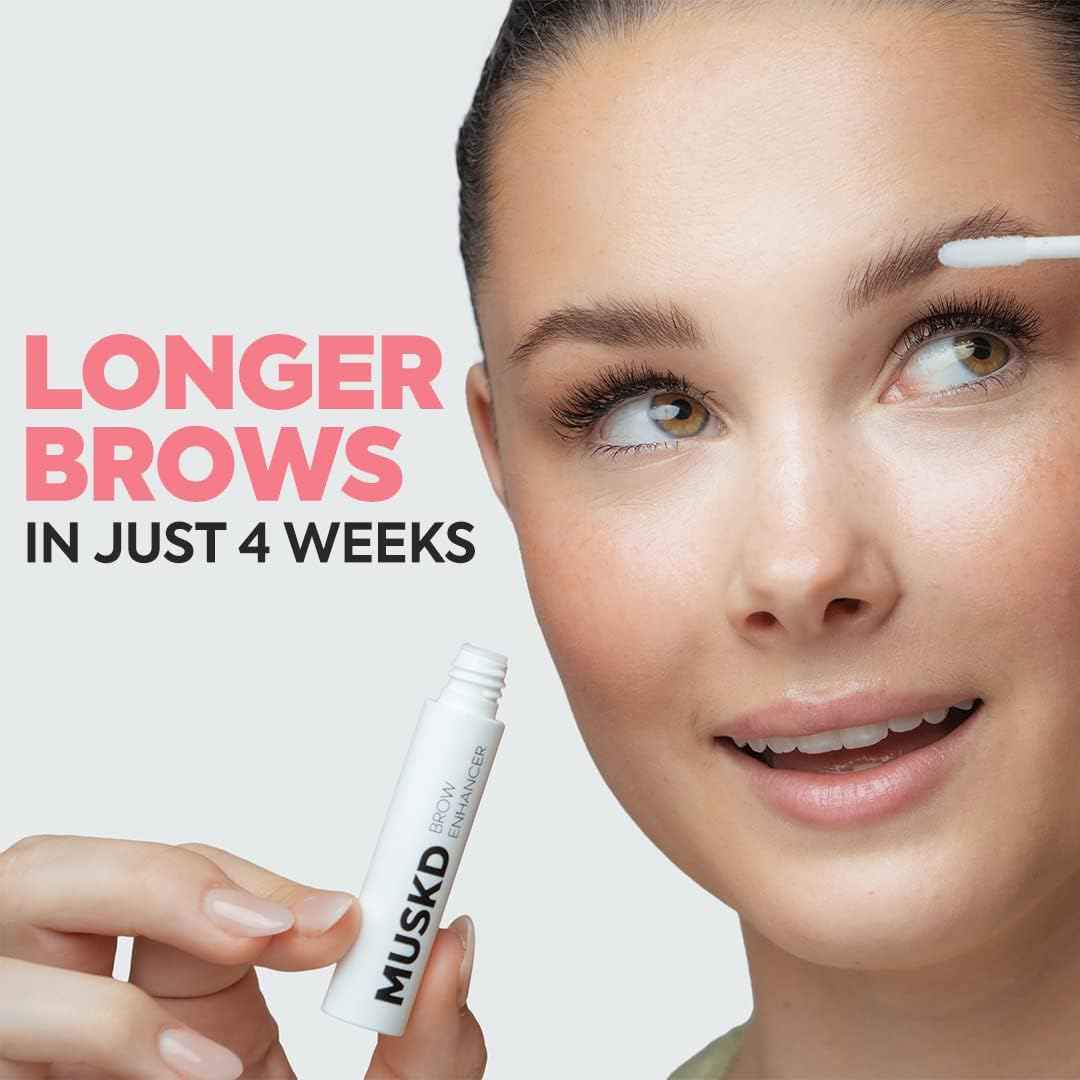 MUSKD Eyebrow Growth Serum - Best Eyebrow Serum for Women to Grow Brows Fast & Thicker - Hair Growth Enhancer - Natural, Vegan & Cruelty Free for Fuller, Nourished Look (3ML)