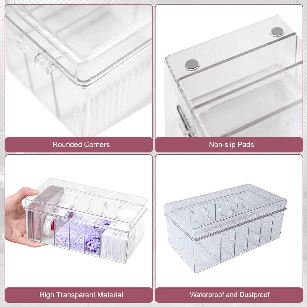 zxbaers Acrylic Lash Extension Organizers and Storage, 2PCS False Eyelash Supplies Container,Eyelash Cart Organizer with 2PCS Tweezers and Sticky Notes，Neatly Store and Organize Your Lash Supplies