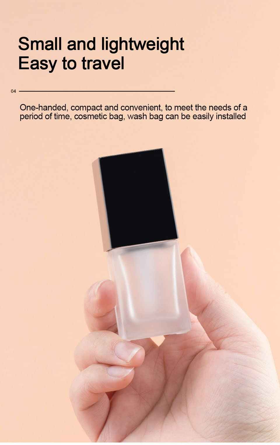 YYNGJCK 2 Pack 30ml/1oz Empty Frosted Glass Foundation Bottle, Travel Refillable Square Lotion Pump Bottles for Essential Oils Liquid Body Cream Cosmetic Samples Vials