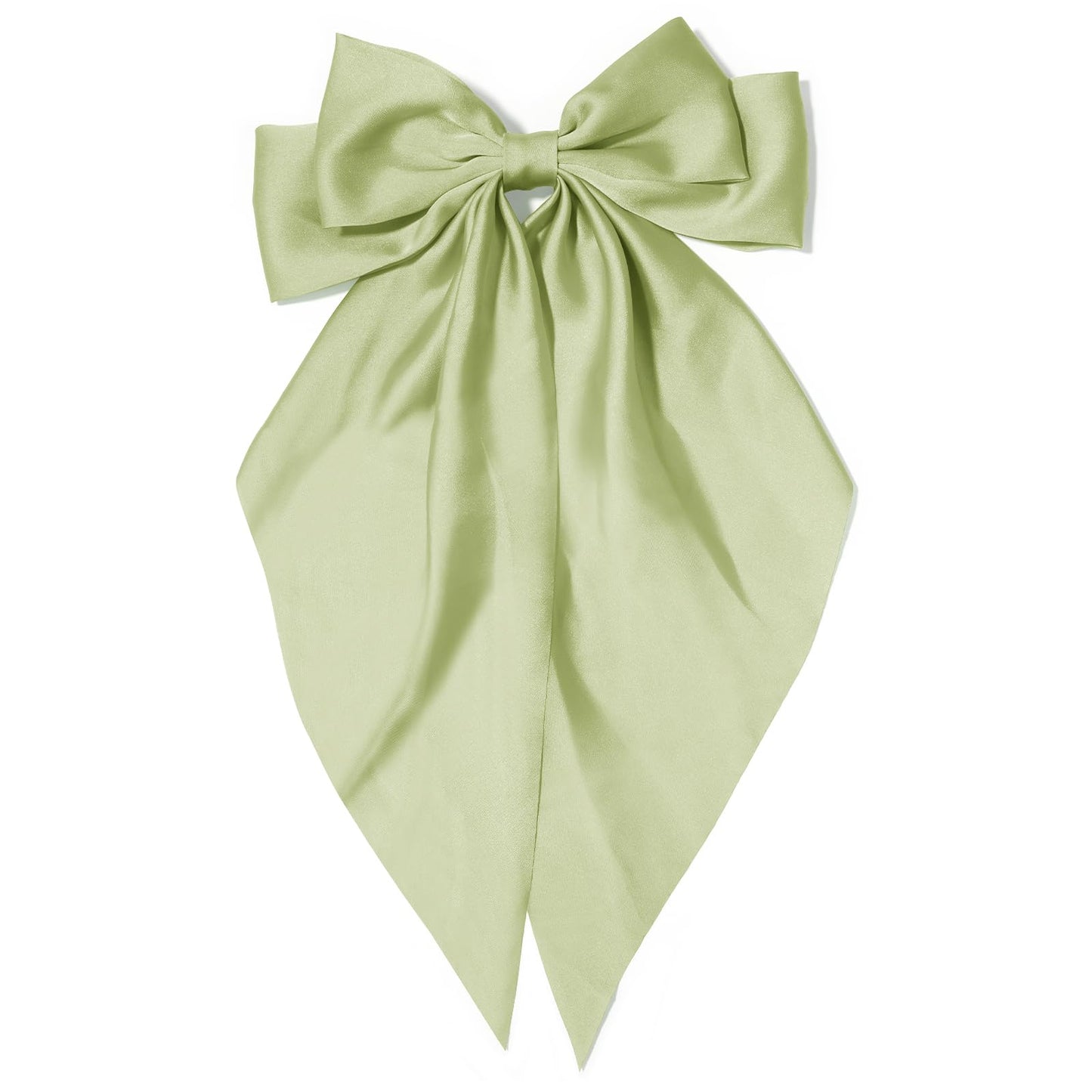 Large Hair Bows for Women Olive Green Silky Satin Hair Bow Hair Clips Long Tail Oversize Hair Ribbon Coquette Bows Hair Barrettes for Girls