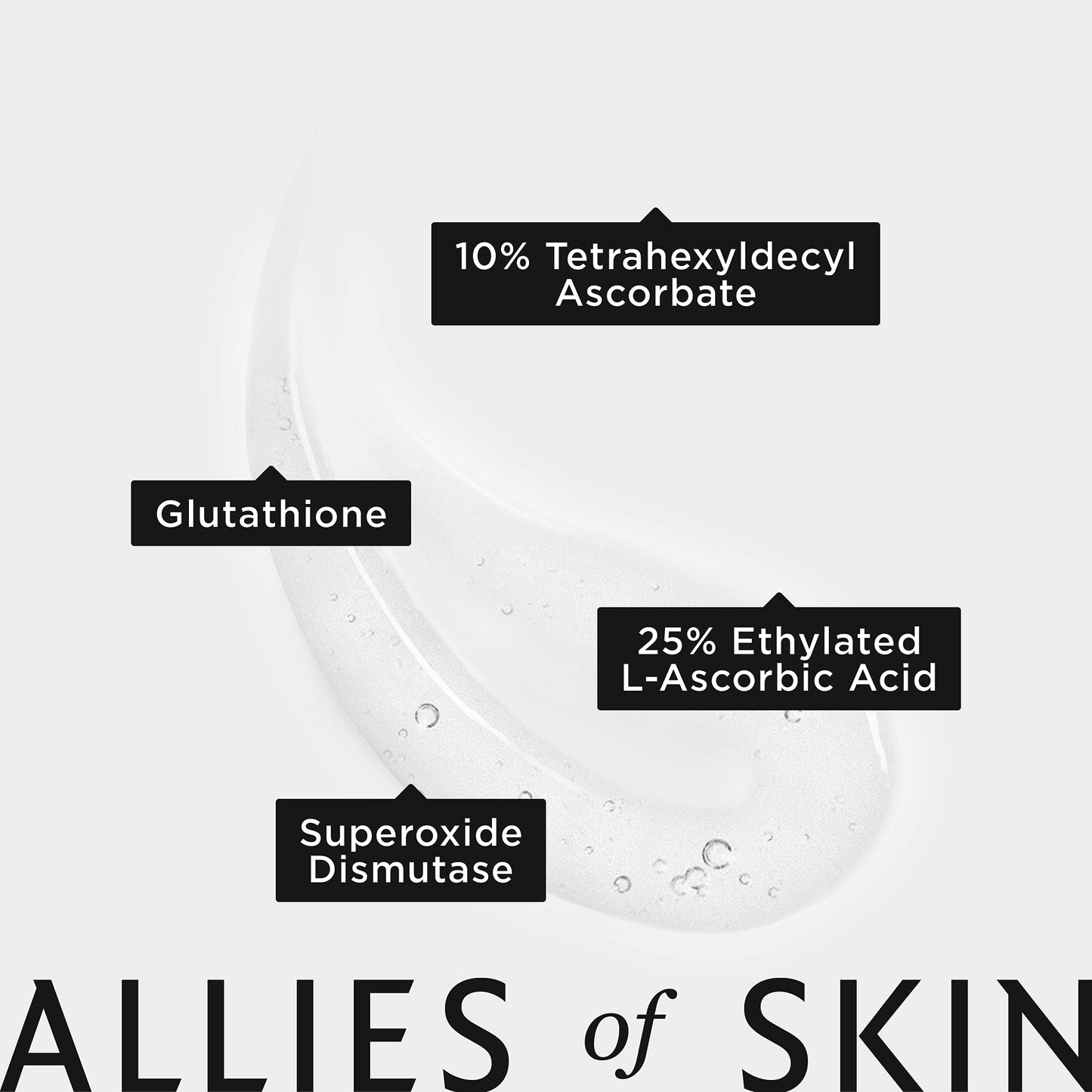 Allies of Skin 35% Vitamin C+ Perfecting Serum: Tetrahexyldecyl Ascorbate + Ethylated L-Ascorbic Acid, Glutathione, Superoxide Dismutase. Waterless, Antioxidant. Brightens & Plumps 1 oz / 30 ml