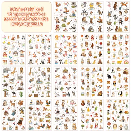 350 Piece Animal Temporary Tattoos for Kids