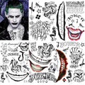 5 Sheet 3D Joker Temporary Tattoos - Halloween Costume