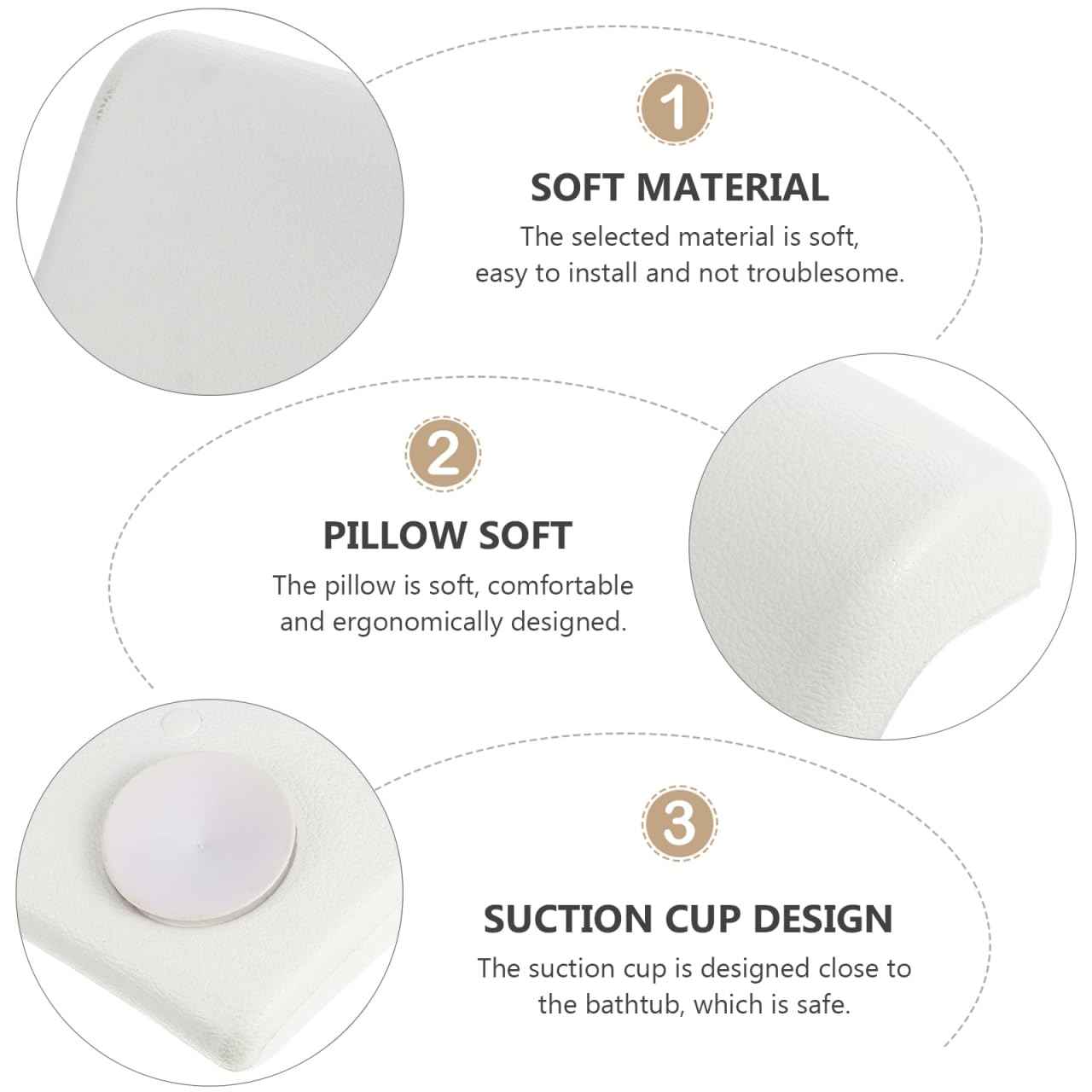 POPETPOP Bath Pillow for Tub - PU Wave Bath Pillow, White Bath Tub Pillows for Head and Neck, Waterproof Tub Pillow for Bathtub, Bath Accessories for Women Men Home, Hotel, Salon, Spa (11.59'' X 5.70'