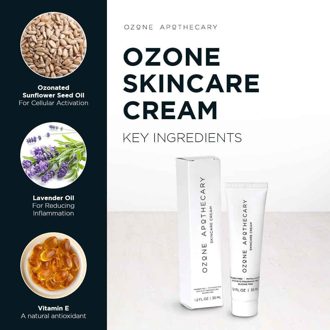 Ozone Apothecary Ozone Skin Cream | Ozone Oil Infused Absorbent Cream Skincare | Antibiotic-Free Multipurpose for Promoting Healthy Skin