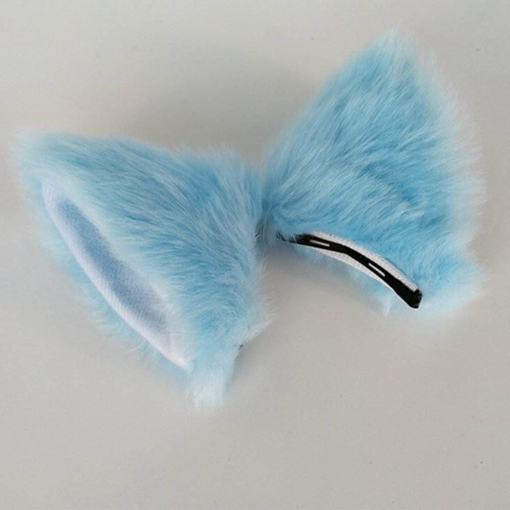 Sheicon Cat Ears Furry Neko Ears Headband Hair Clip Hairband Headwear Anime Cosplay For Halloween Cosplay Party Color Blue