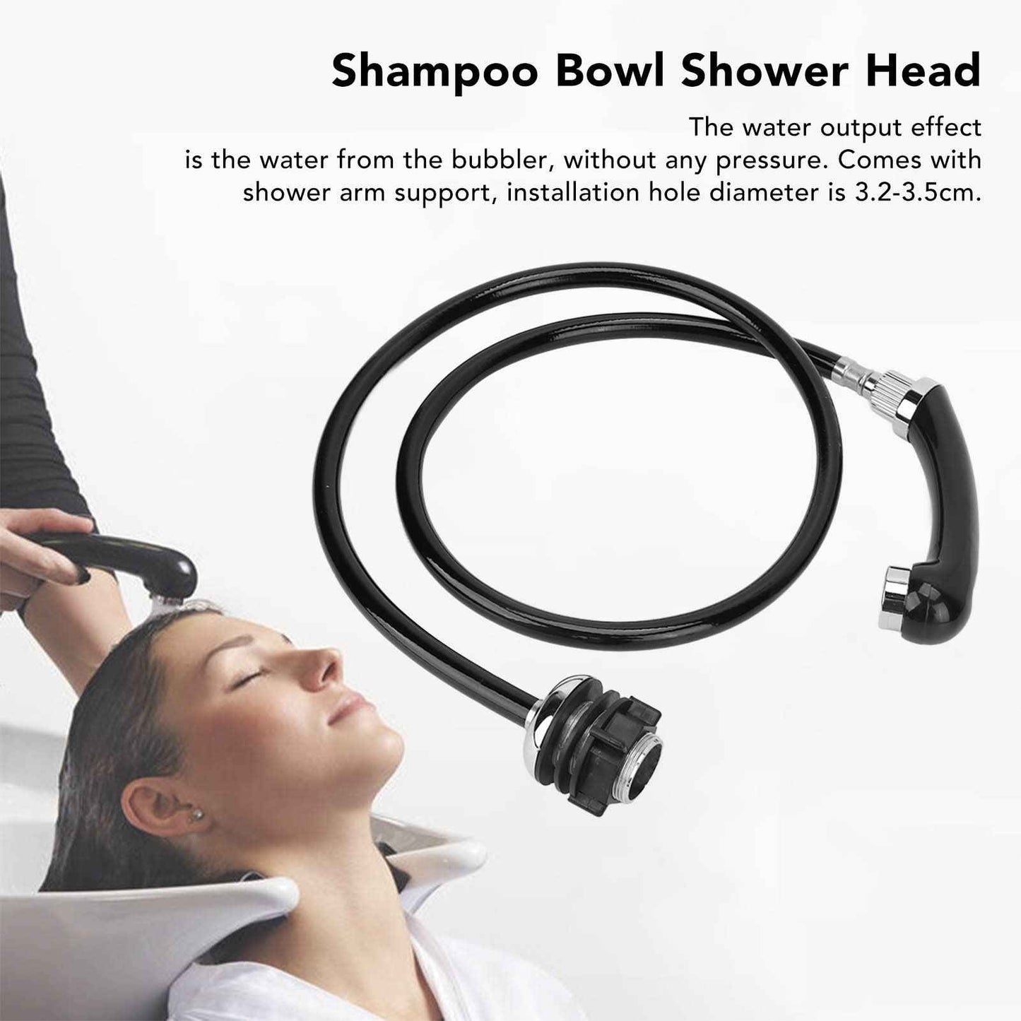 Professional Hair Salon Shampoo Bowl Shower Head with Hose Accessory, Non Pressurized Nozzle, Flexible Hose, for Barber Shop Shampoo Bed