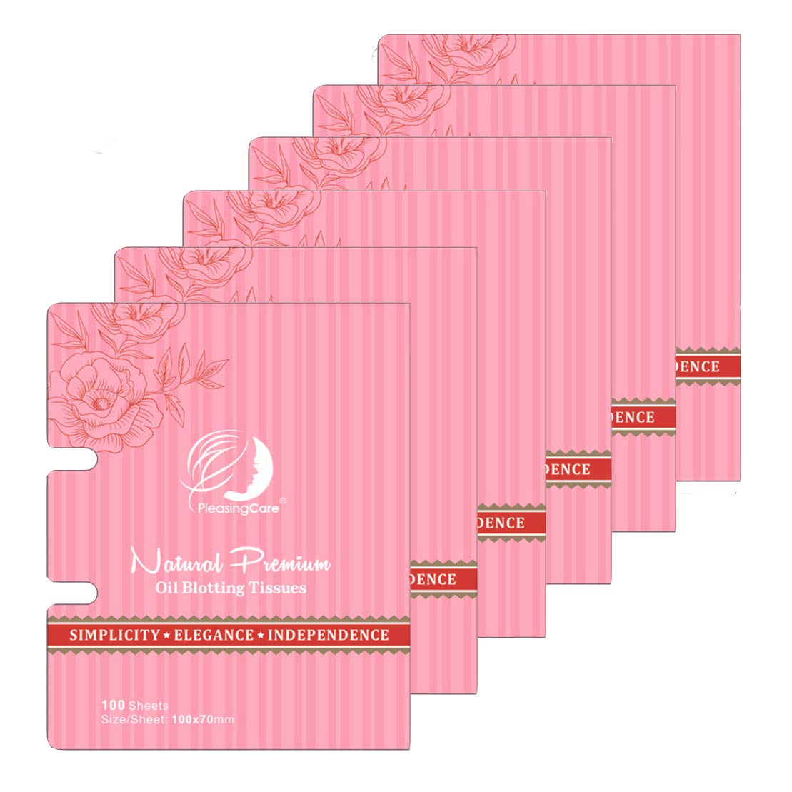 Natural Facial Oil Absorbing Tissues - Face Oil Blotting Paper Sheets (Rose - 6 Pack)