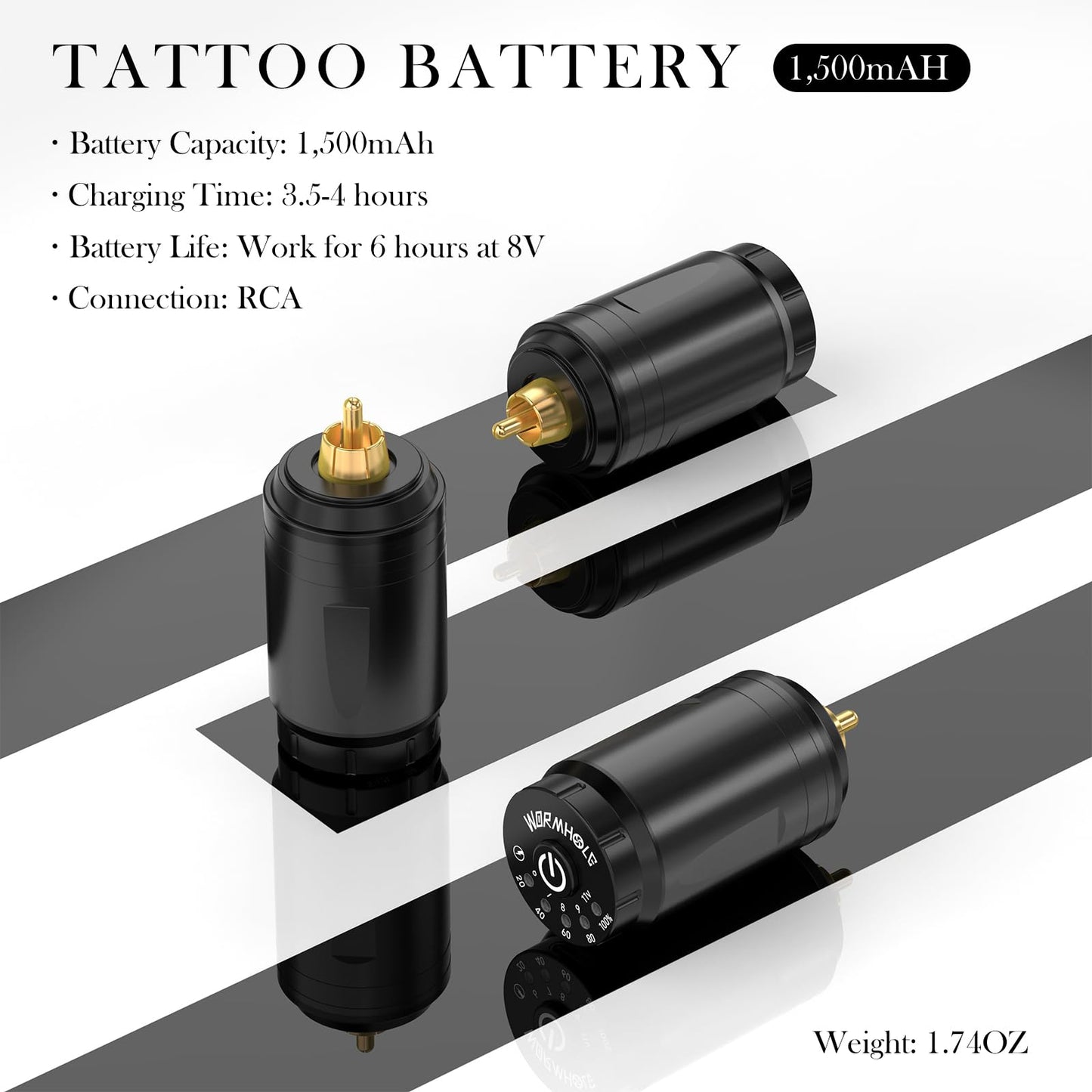 Wireless Tattoo Gun Kit Wormhole Tattoo Kit Complete Tattoo Gun Kit Wireless Tattoo Machine Kit Rechargeable Cordless Tattoo Power Supply Portable 1500mAh Tattoo Supplies for Tattoo Supplies WTK276