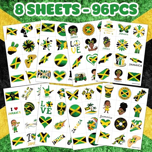 96 PCS Jamaica Flag Temporary Tattoos - Party Favors