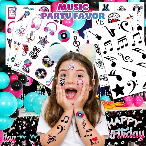 96 PCS Music Note Temporary Tattoos for Kids | 8 Sheets