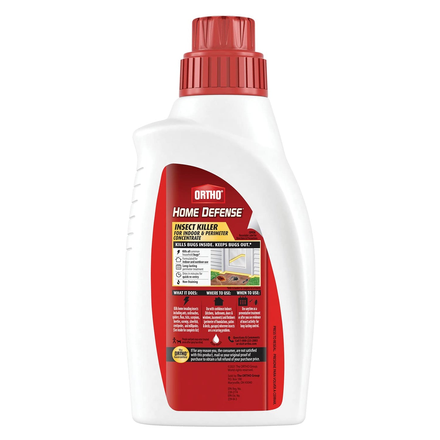 Ortho Home Defense Insect Killer for Indoor & Perimeter Concentrate: Makes 4 Gallons, Odor Free, Dries Fast, 32 fl. oz.