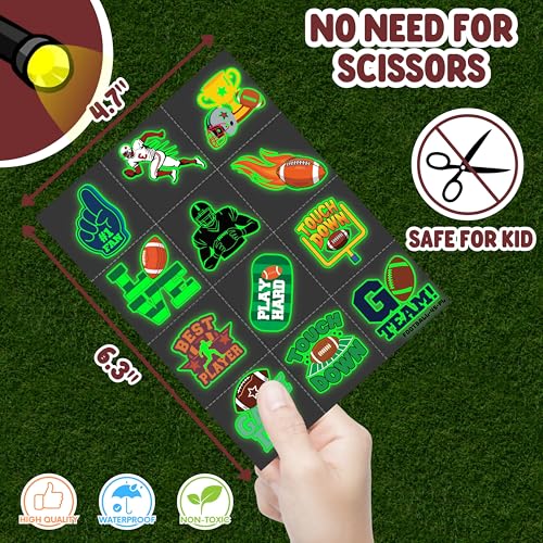 72 PCS Football Party Favors ? 48 PCS Luminous Tattoos & 24 PCS LED Finger Lights Combo ? Birthday Goodie Bag Fillers, Party Supplies, Gifts Light Up Toys Glow In The Dark for Boys and Girls