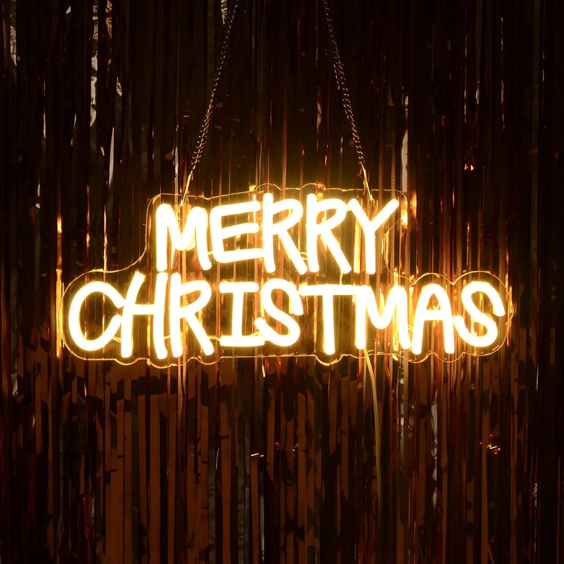 Planzo Merry Christmas LED Neon Sign USB Home Office Classroom Window Wall Decor Sign Christmas Tree Light Background New Year Bedroom Kids Room Christmas Gift 5V 15.75" X 6.3" Warm White