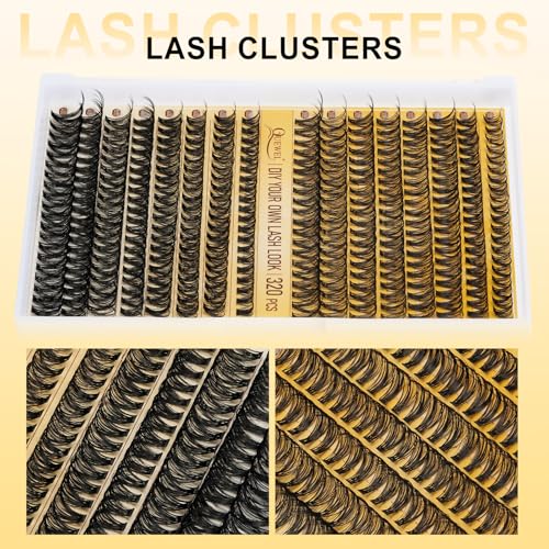 QUEWEL 320Pc Lash Clusters Kit - 30D 40D Wispy Extensions 9-16mm