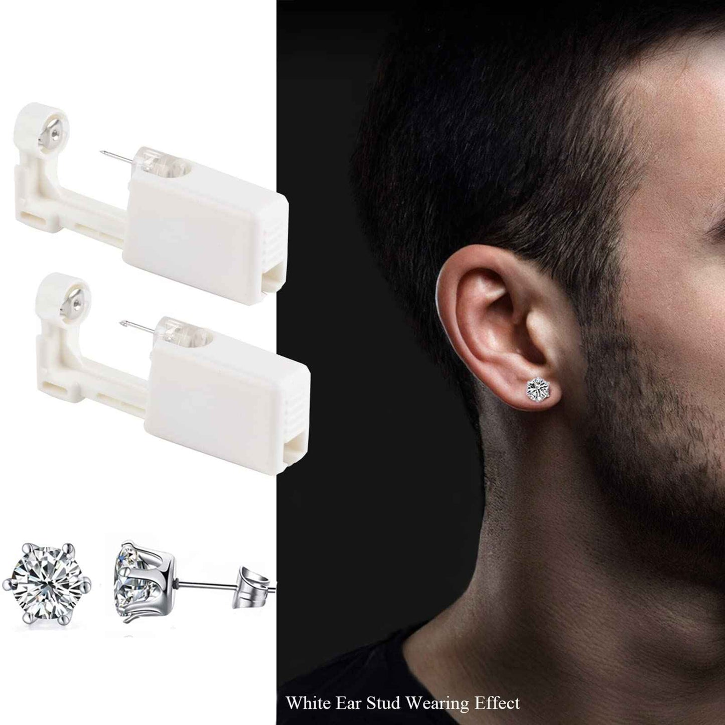 Orglace Ear Piercing Kit Disposable Self Ear Piercing Kit Safety 4 Pack Ear Piercing Gun Kit Tool with 5mm Earring Studs