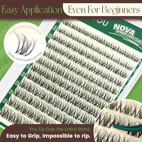 KEYYOU Spider Lash Clusters 8-16mm D Curl Wispy Eyelashes