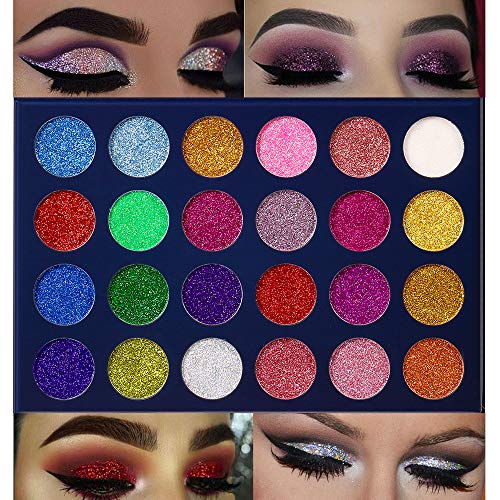 24 Color Pressed Glitter Eyeshadow Palette - Mineral Ultra Shimmer Makeup Palette Eye Shadow Powder Long Lasting Waterproof